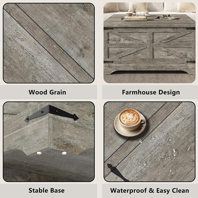 Furnideco 35.5''W Square Coffee Table Farmhouse Lift top Coffee Table - Image 6