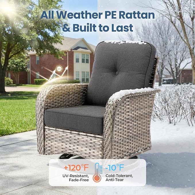 Weaxty Outdoor Swivel Rocker Patio Chairs, 3 Pieces Patio Furniture Set - Image 7