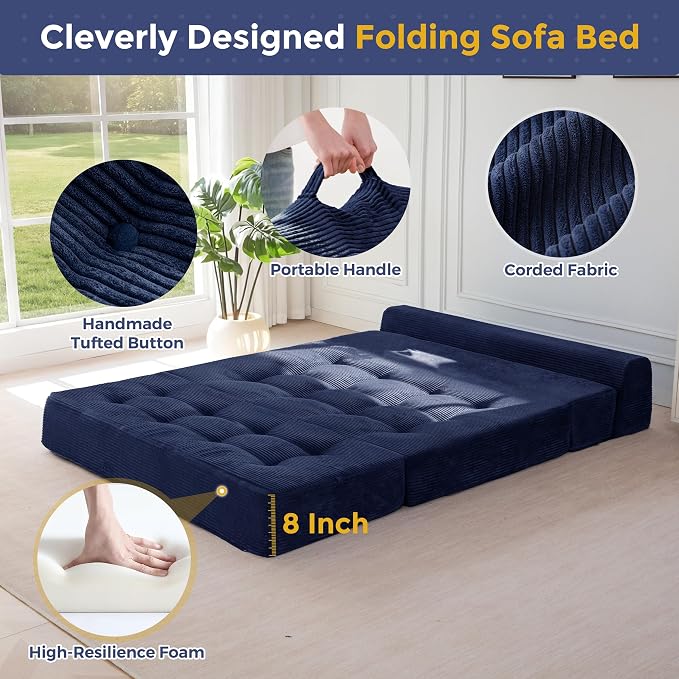 MAXYOYO 8" Folding Sofa Bed, Fold Out Chair Bed Sleeper Chair, Convertible - Image 5