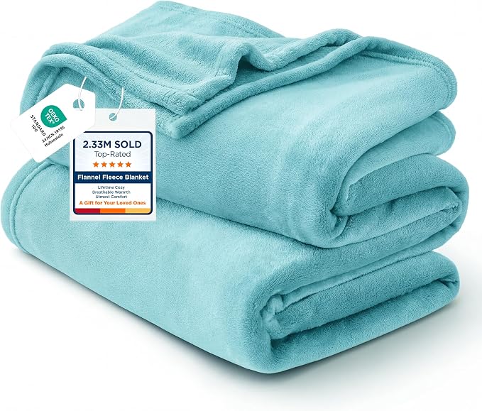 Bedsure GentleSoft Fleece Blankets Twin Size River Blue by BEDSURE