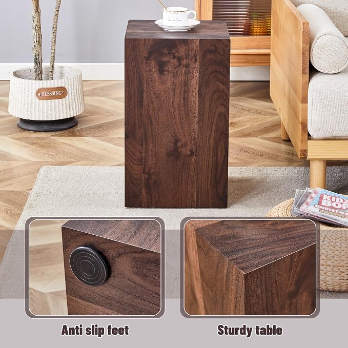 Rustic Natural Rectangular End Coffee Table, Modern Elegant Bedside Nightstand - Image 4