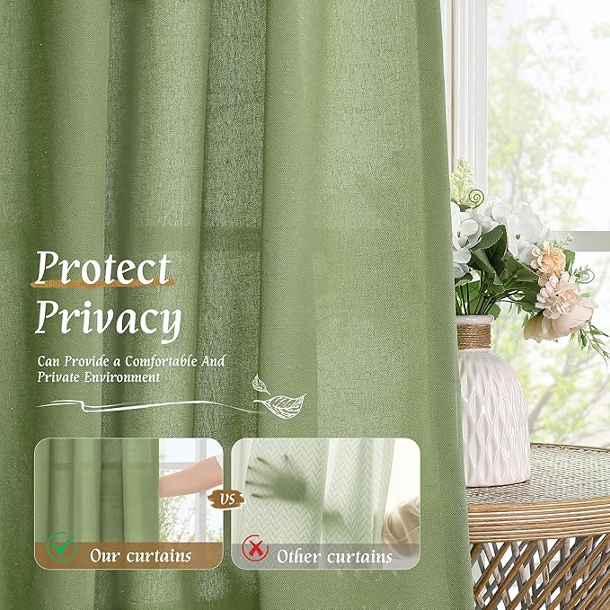 LAMIT Faux Linen Curtains 63 inches Long - Image 5