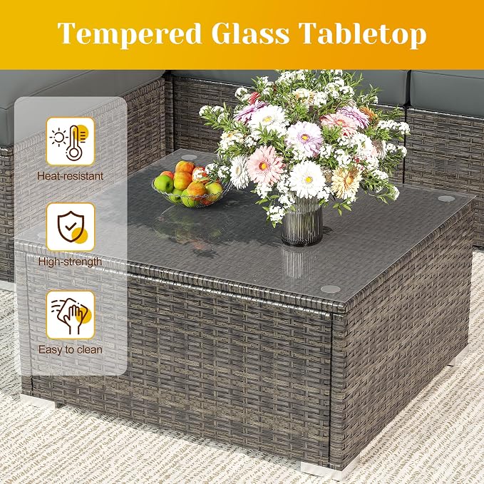 May in Color 5 Piece Outdoor Patio Sectional Furniture Set, Weather Resistant - Image 6