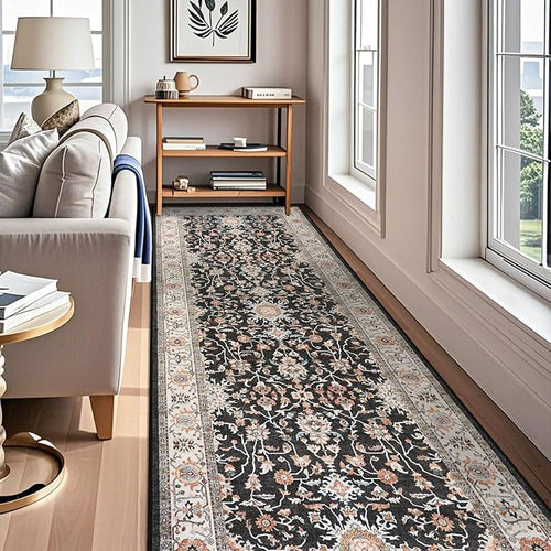 4x12 ft Wide Hallway Rug: Non-Slip Washable Vintage Long Carpet Runner - Image 2