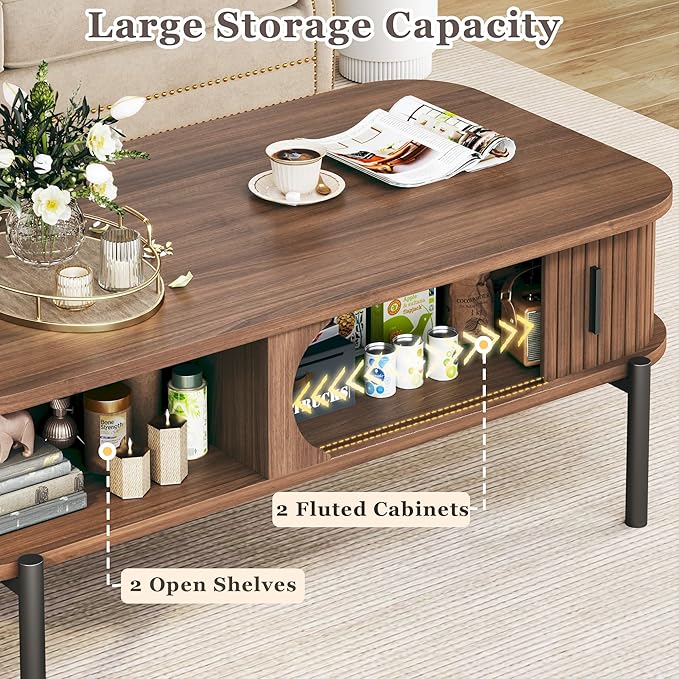 Coffee Table, 39.4" Mid Century Modern Coffee Tables - Image 4