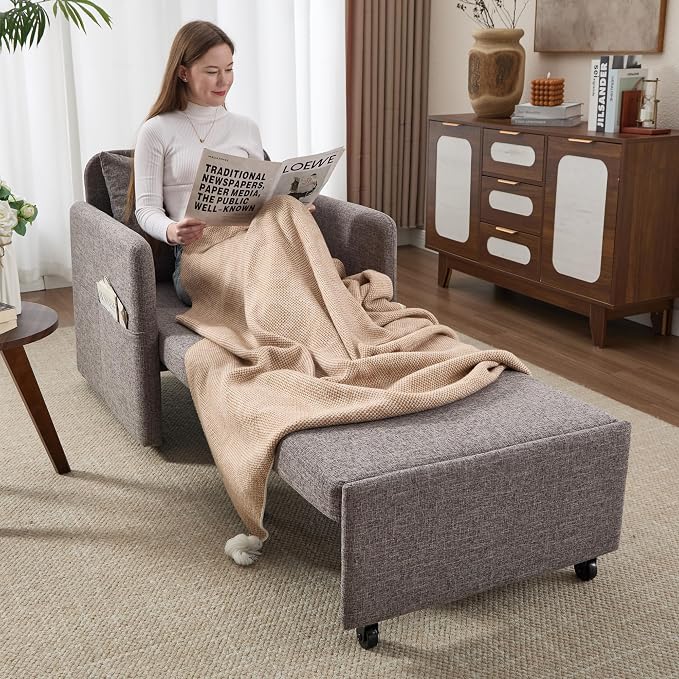 Iroomy 5-Level Adjustable Convertible Sleeper Chair, 3-in-1 Pull Out Sofa Bed - Image 2