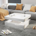 HedoAjim LED Coffee Table for Living Room, Living Room Table 2-Tier Square by HedoAjim