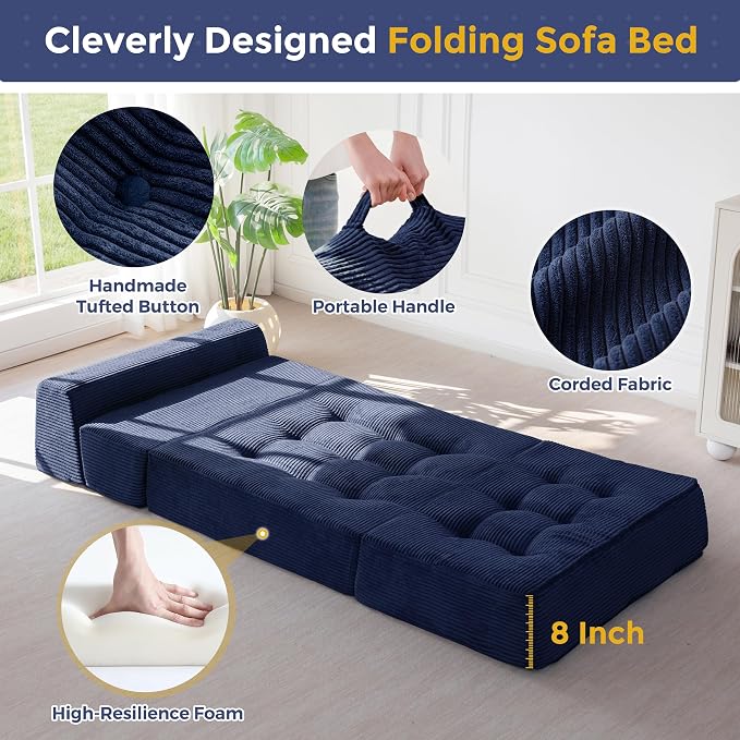 MAXYOYO 8" Folding Sofa Bed, Fold Out Chair Bed Sleeper Chair, Convertible - Image 5
