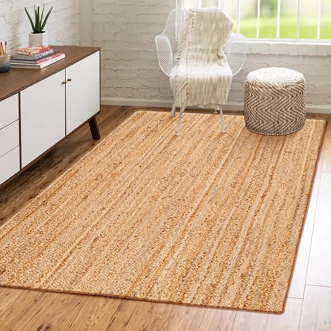 Hausattire Hand Woven Jute Braided Rug, Reversible Boho Entry Area Rugs - Image 6