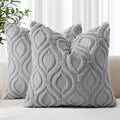 decorUhome Throw Pillow Covers 18x18 Inch Set of 2, Soft Plush Faux Wool Grey by decorUhome