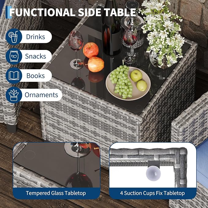 GarveeHome 3-Piece Outdoor Wicker Sofa Set, PE Rattan Patio Furniture - Image 4