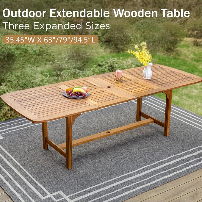 PHI VILLA 7 PCS Acacia Wood Outdoor Dining Set - Image 3