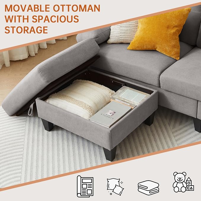 2 Piece Sectional Sofa Set, 3 Seat L Shaped Couches - Image 5