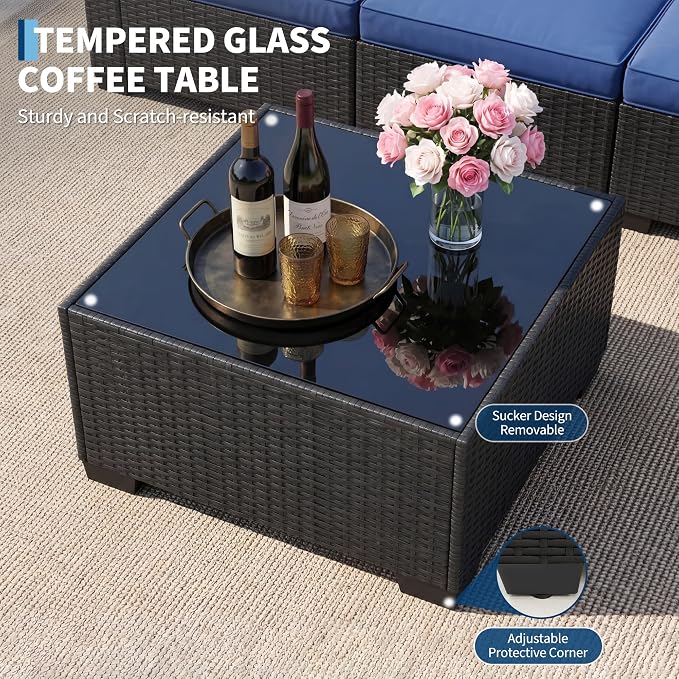 GarveeHome 7-Piece Modular Outdoor Patio Set, Sectional Rattan Wicker Sofa - Image 5