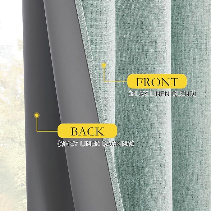 NICETOWN 100% Absolutely Blackout Linen Curtains - Image 5
