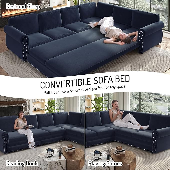 118" L-Shaped Sleeper Couch Bed - Image 3