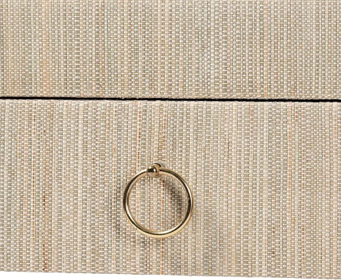 bali & pari Cielo Bohemian Woven Natural Grasscloth 3-Drawer Console Table - Image 8