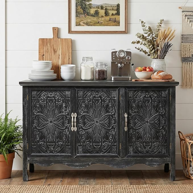 RoyalCraft Buffet Cabinet with Storage, Vintage Solid Wood Sideboard with 3 - Image 7