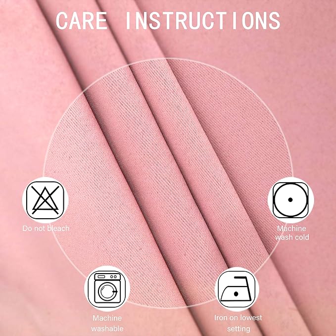 LEMOMO Pink Blackout Curtains 34 x 84 Inch Length/Set of 2 Curtain - Image 5