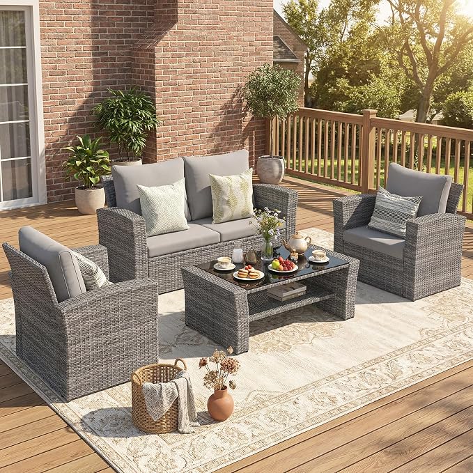 Wisteria Lane Patio Furniture Set, Wicker Outside Outdoor Furniture by WisteriaLane