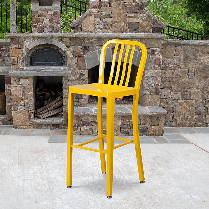 Flash Furniture Gael Commercial Grade 2 Pack 30" High Yellow Metal - Image 2