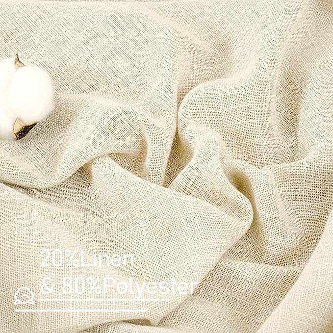LAMIT Short Window Linen Curtains 45 Inch Length 2 Panels, 34 x 45 Inch - Image 2