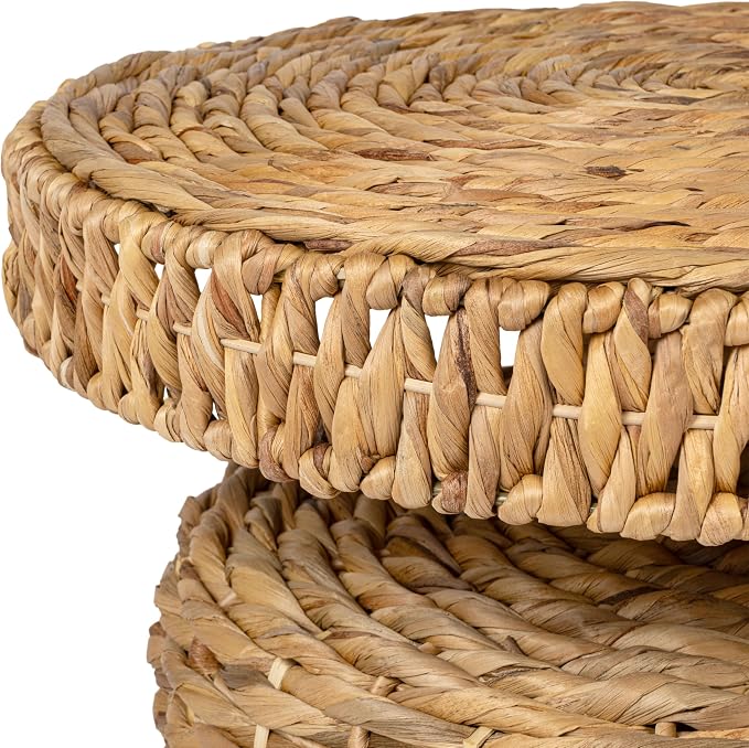 JONATHAN Y Marisol 24" Round Woven Water Hyacinth Side Table - Image 7