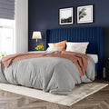 Allewie Full Size Velvet Bed Frame/Vertical Channel Tufted Wingback by Allewie