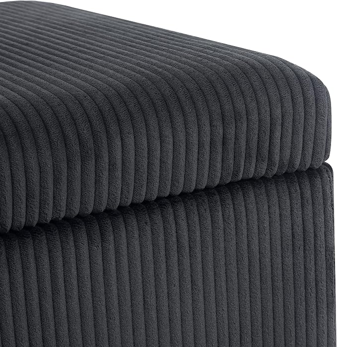 Adeco Faux Fur Storage Ottoman Cube, Upholstered Small Bench - Image 6