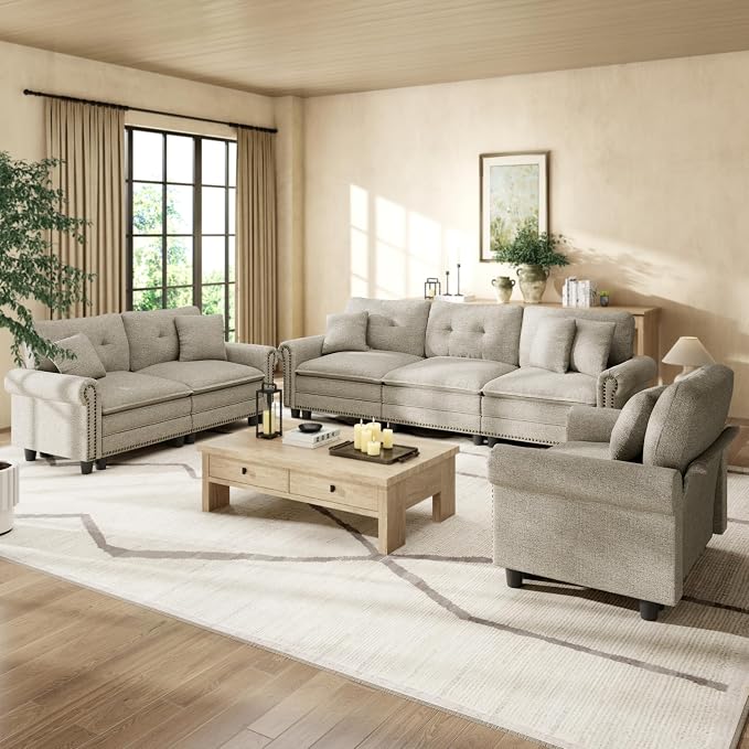 HERA'S HOUSE 3 Pieces Modular Sectional Sofa Sets, Oversized Couch Set by HERASHOUSE