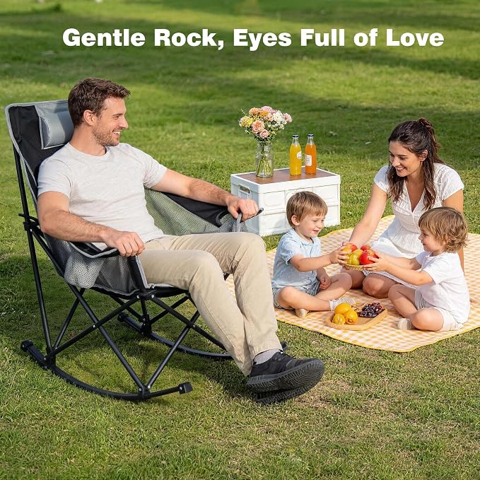 SUNNYFEEL Oversized Rocking Camping Chair, Fully Padded Patio Chair - Image 6