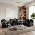 Power Recliner Sofa Set with LED, Air Leather Reclining Sofa Set, 3 Piece by PonlivingFurniture