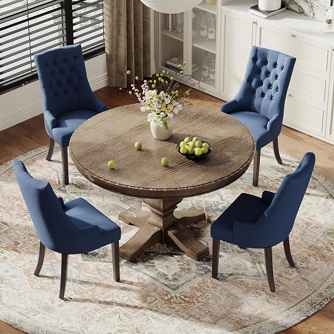 COLAMY Fabric Side Dining Chairs Set of 6, Wingback Upholstered Dining Room - Image 7
