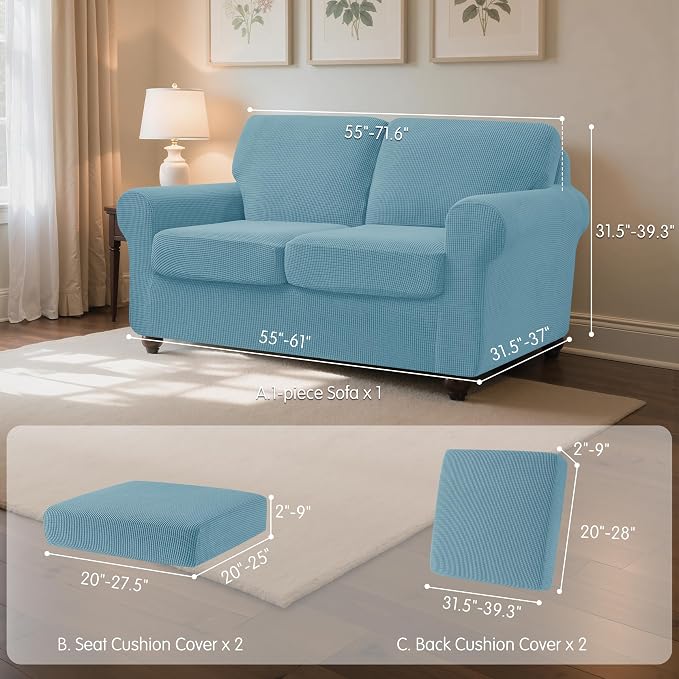 SUBRTEX 5 Pieces Stretch Sofa Slipcover Sets Couch Cover Sets Backrest Cushion - Image 3
