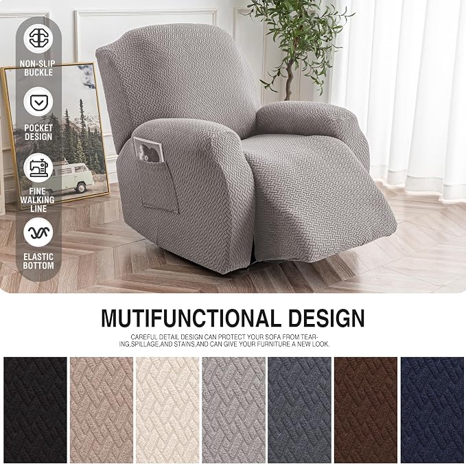 Genina Recliner Chair Covers, Stretch Reclining Chair Cover, Recliner Sofa - Image 4