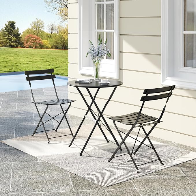 3-Piece Folding Bistro Set, Outdoor Patio Furniture Set - Image 8