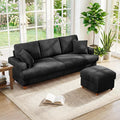 87" L shape Corduroy Couch, Sofa No Tool Assembly, Comfy Couches by Kidirect
