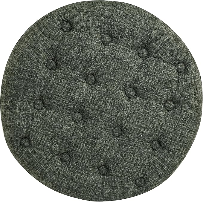 Homepop Home Decor | Upholstered Round Tufted Foot Rest Ottoman | Ottoman - Image 10