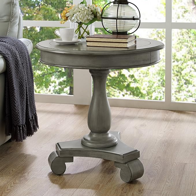 Roundhill Furniture Rene Contemporary Wood Pedestal Side Table - Image 3