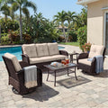 UPHA 5 Pieces Patio Furniture Sets, Wicker Outdoor 3-Seat Sofa Set by UPHA