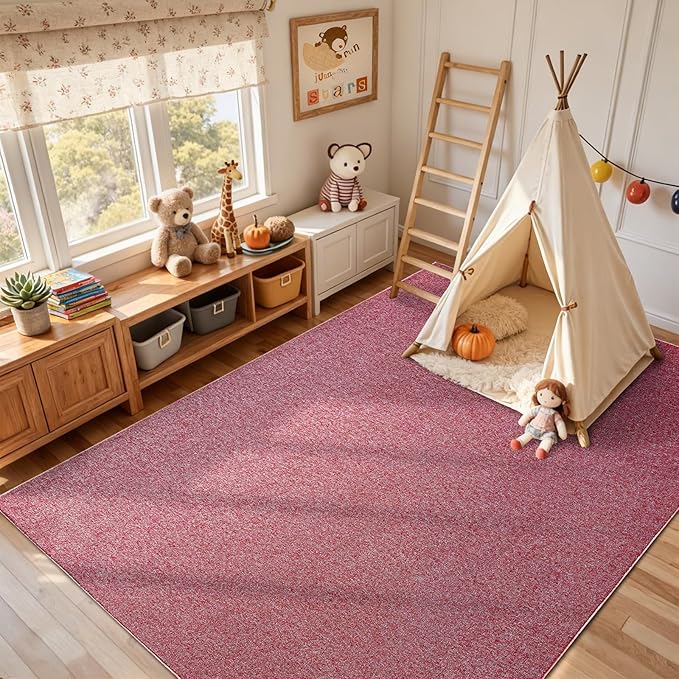 FinRèc 5x7 Washable Area Rugs for Bedroom Living Room, Low Pile Thin Rug Solid - Image 5