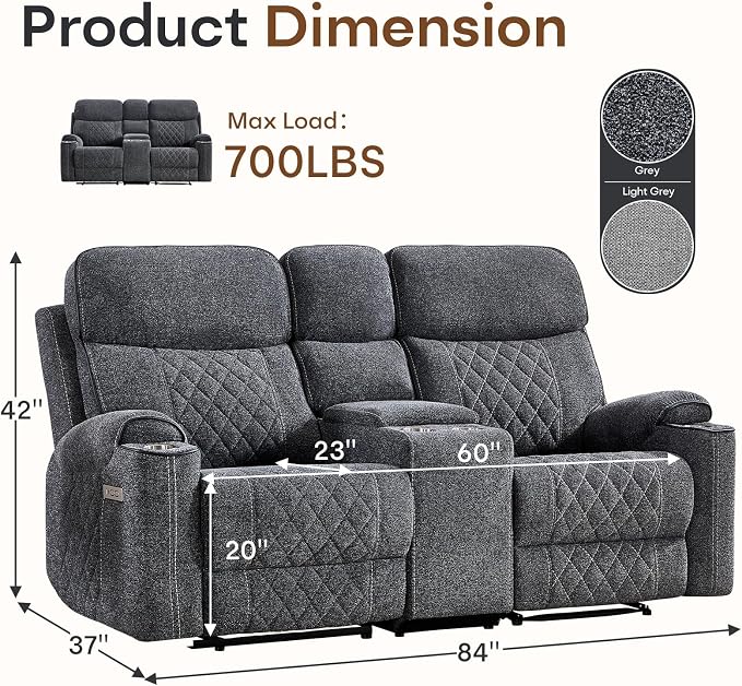 HAOMARKETS Electric Reclining Loveseat Couch - Image 2