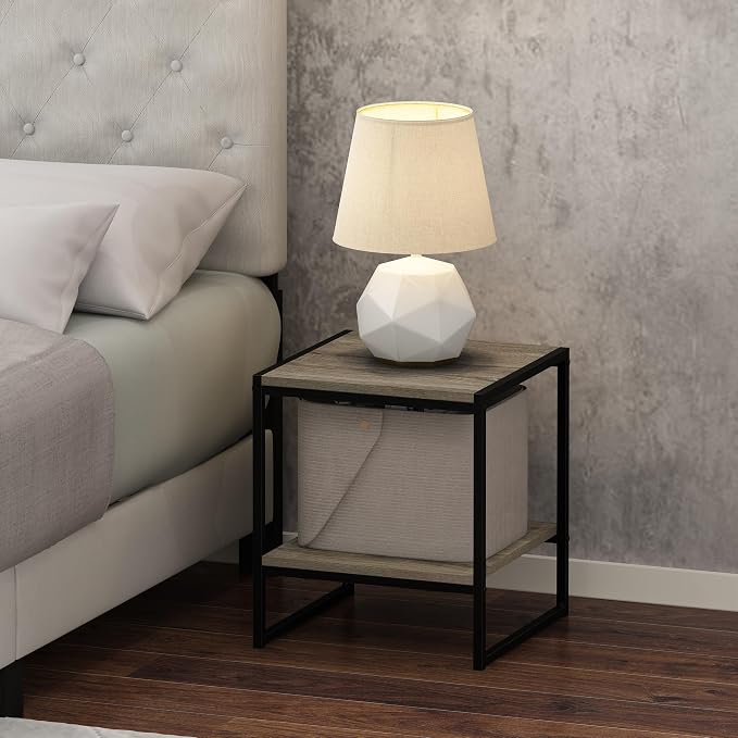 Furinno FM19122GYW Camnus Modern Living 2-Tier End Table, French Oak Grey - Image 2