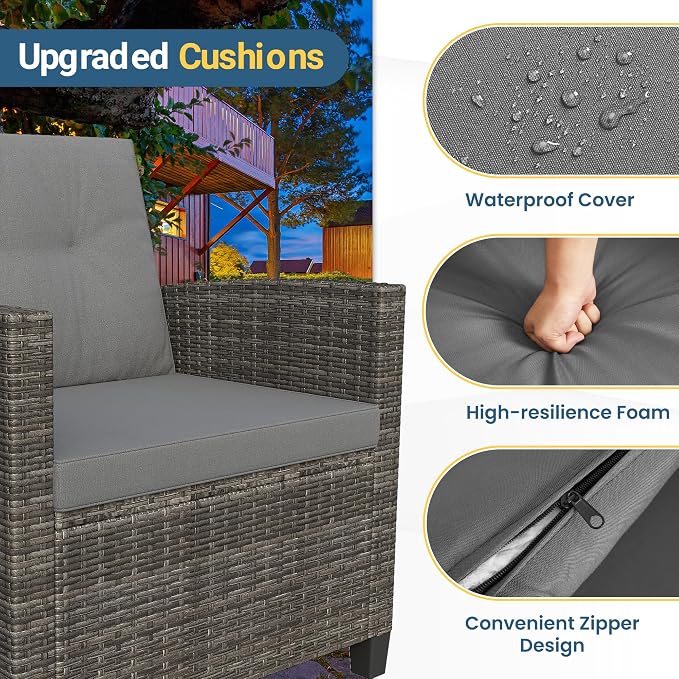 Wisteria Lane 4 Piece Patio Furniture Set, Wicker Outdoor Patio Conversation - Image 5