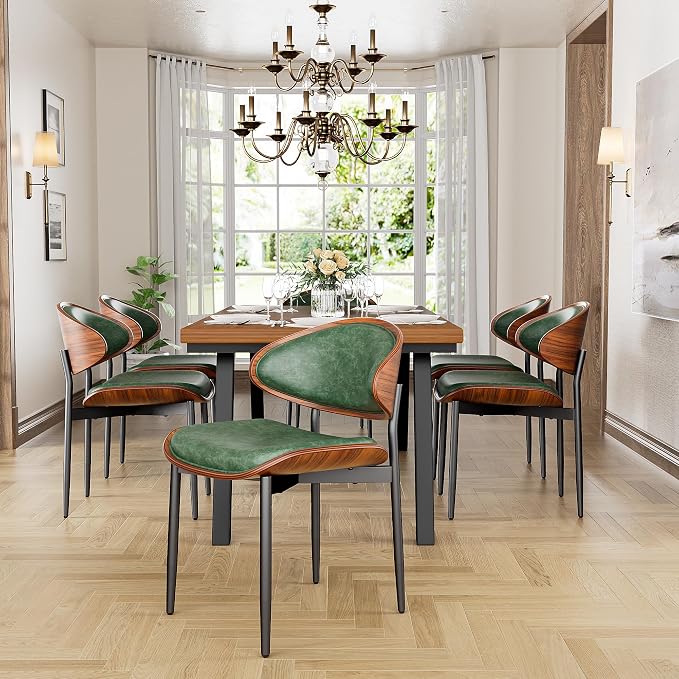 YaFiti Dining Chairs Set of 6, Dining Room and Kitchen Chairs, Mid Century - Image 8