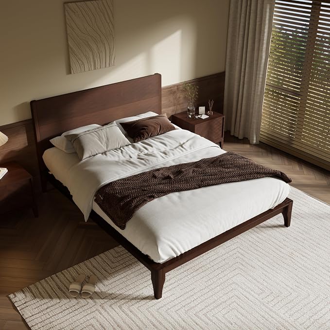 Merax Queen Size Bamboo Platform Bed, Mid-Century Modern Bed Frame - Image 3