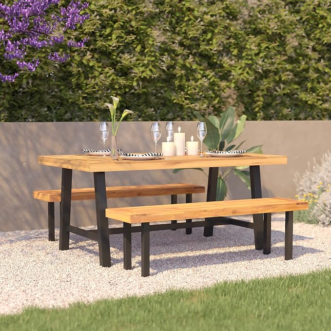 Flash Furniture Rafe Commercial Grade Acacia Wood Dining Table - Image 2