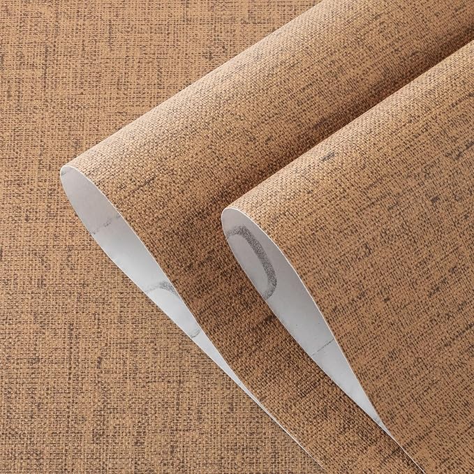 Brown Grasscloth Wallpaper Peel and Stick 393.7" Textured Brown Contact Paper - Image 7