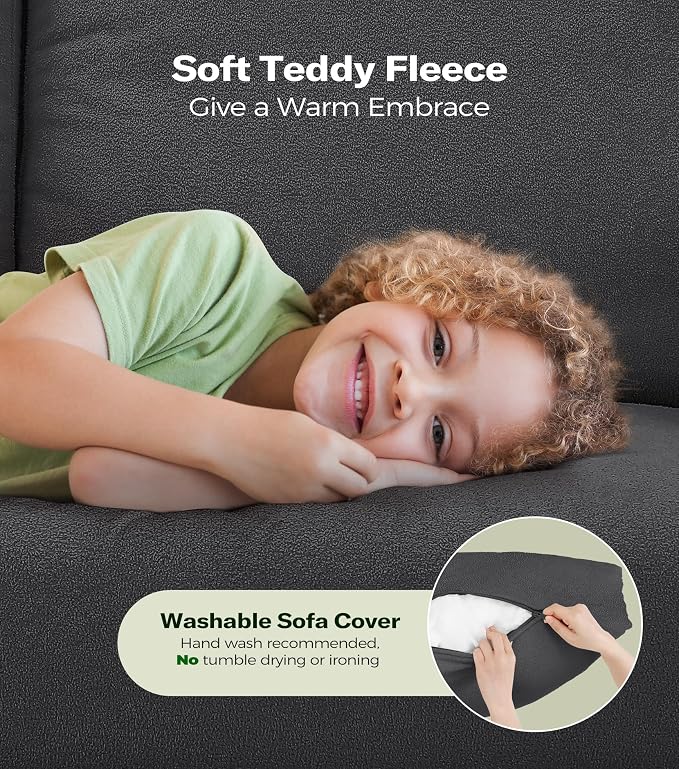 Welzona 83" Couches for Living Room, Teddy Sofa Couch - Image 6