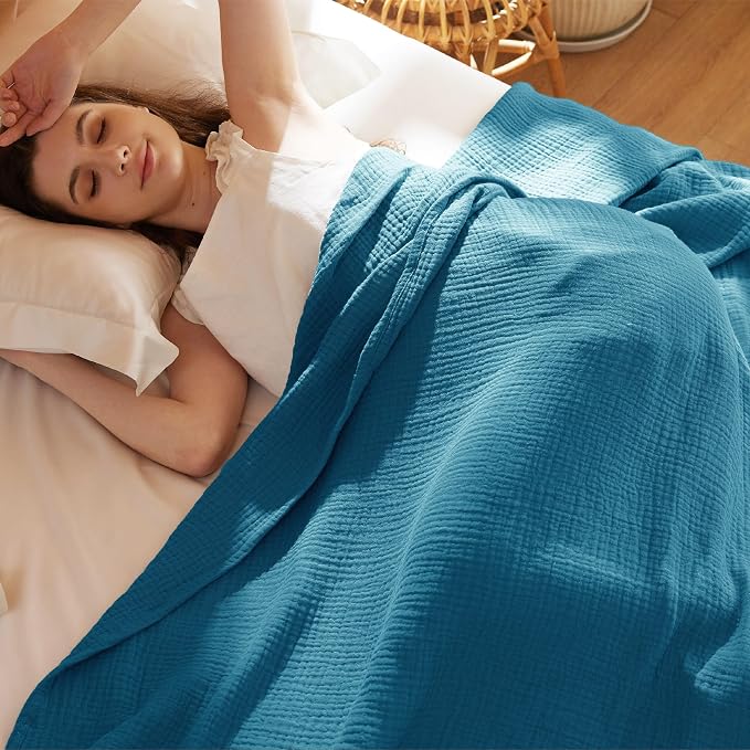 Bedsure 100% Cotton Muslin Throw Blanket Large 50x70 Inches - Image 6